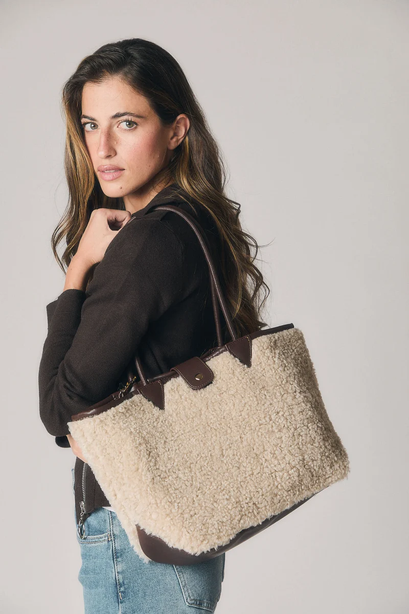 Bolso shopper borreguito marrón