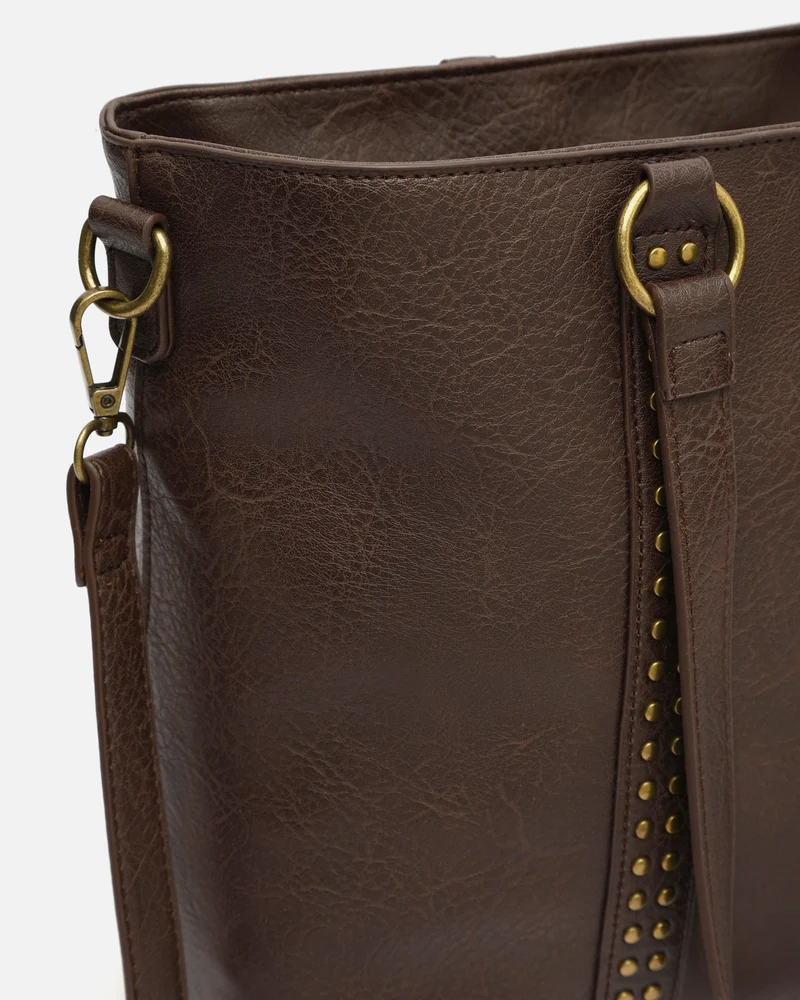 Mampini bolso shopper grande con asa bandolera extraíble y detalles metálicos