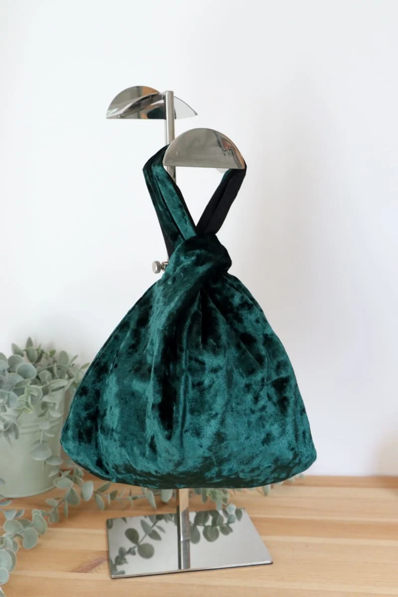 Bolso invitada terciopelo Verde marmolado