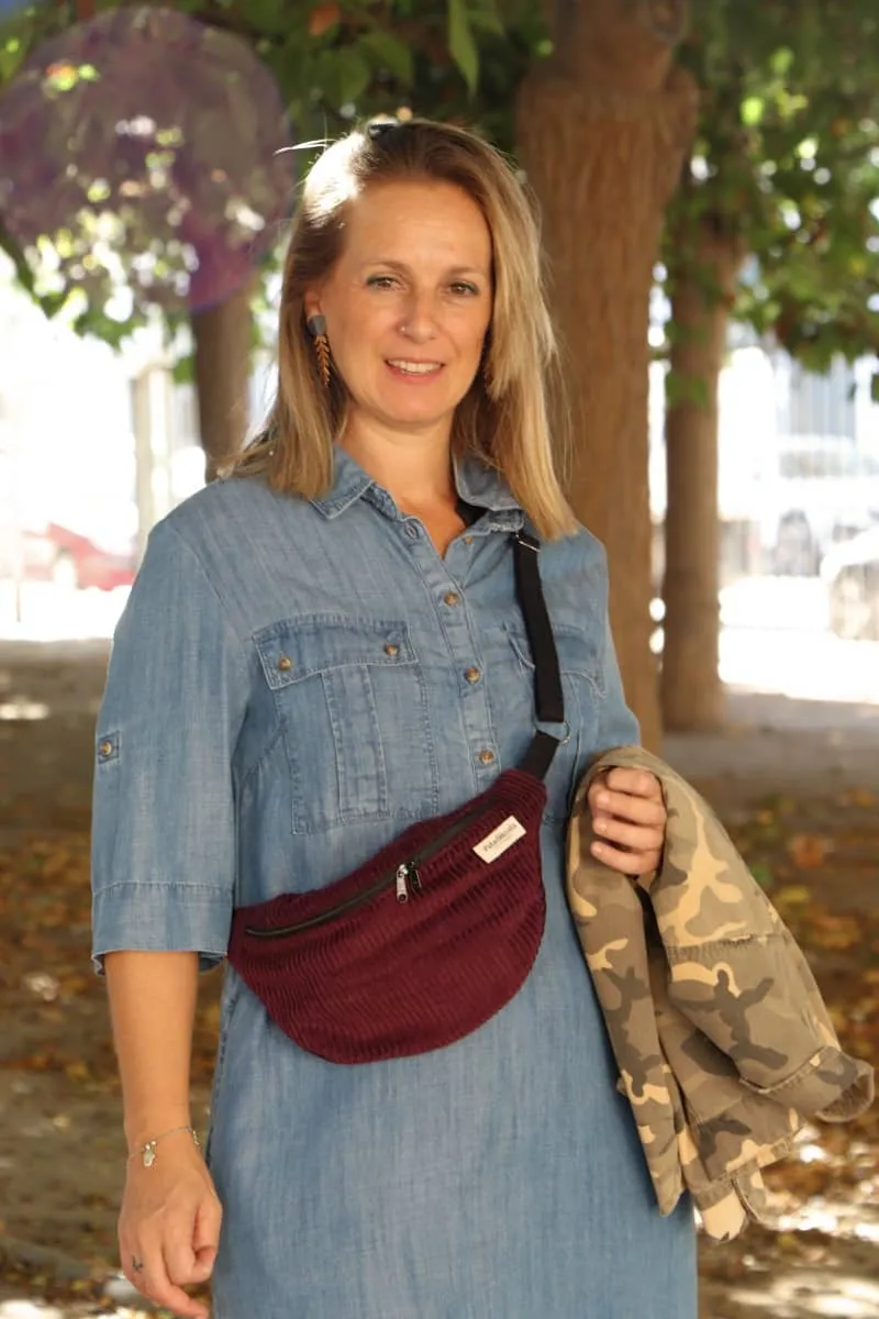 Bandolera mini mujer Pana Berenjera