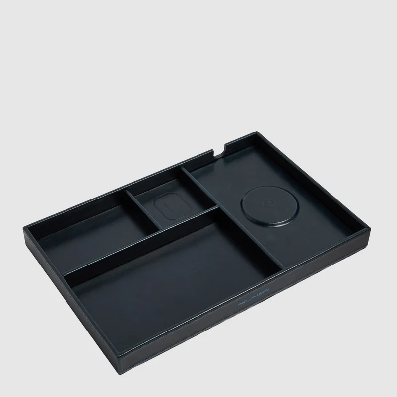 Svuotatasche in pelle con doppia ricarica wireless
