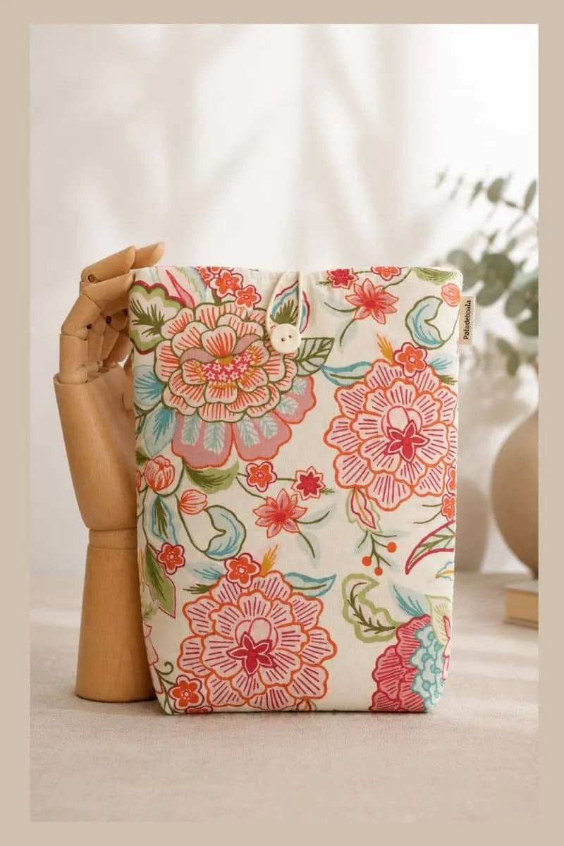 Funda libro acolchada Flores Coral