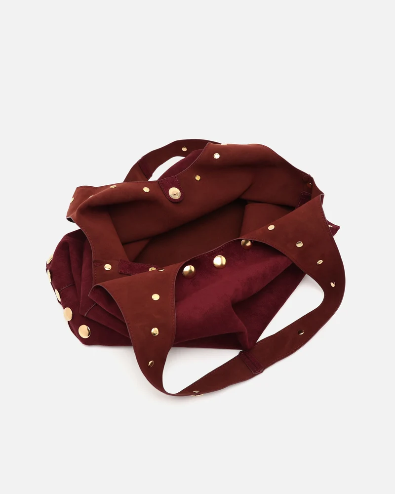 Nemi bolso hobo grande efecto ante con detalles metálicos grandes