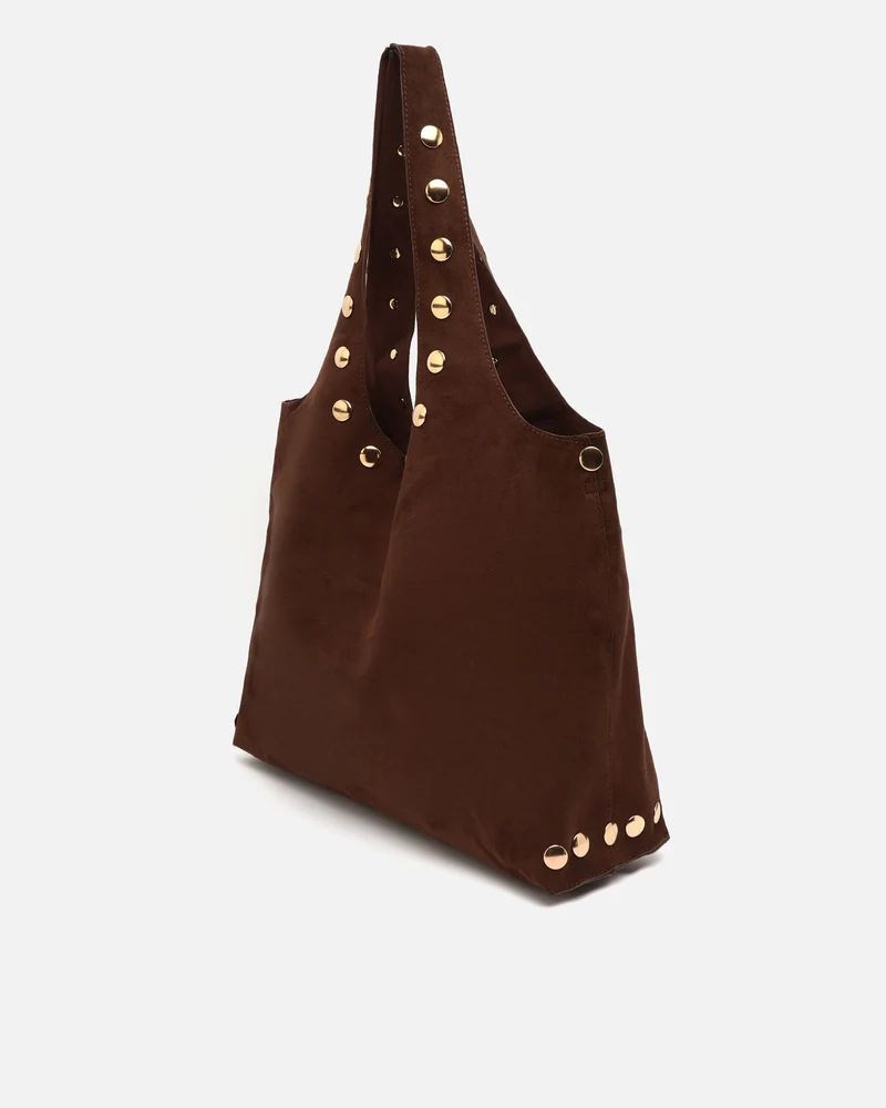 Nemi bolso hobo grande efecto ante con detalles metálicos grandes