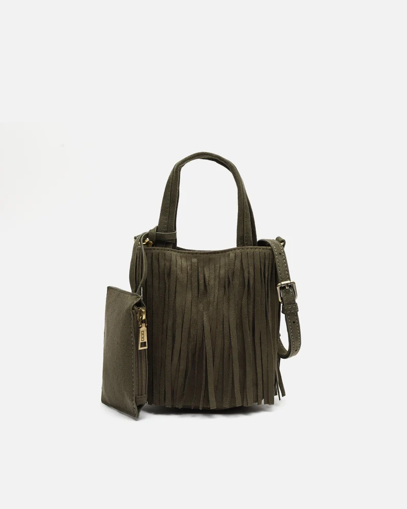 Morodi bolso tote de fiesta pequeño con flecos efecto ante y detalle colgante