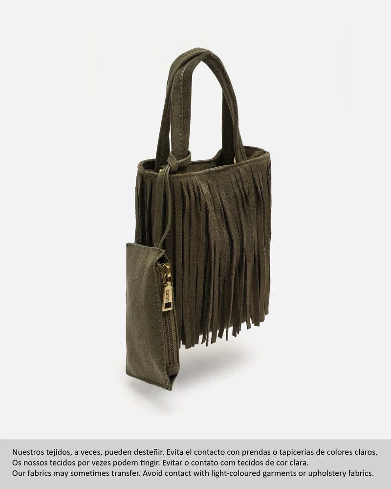 Morodi bolso tote de fiesta pequeño con flecos efecto ante y detalle colgante