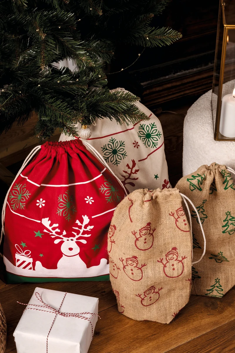 Saco com cordão com motivos de Natal