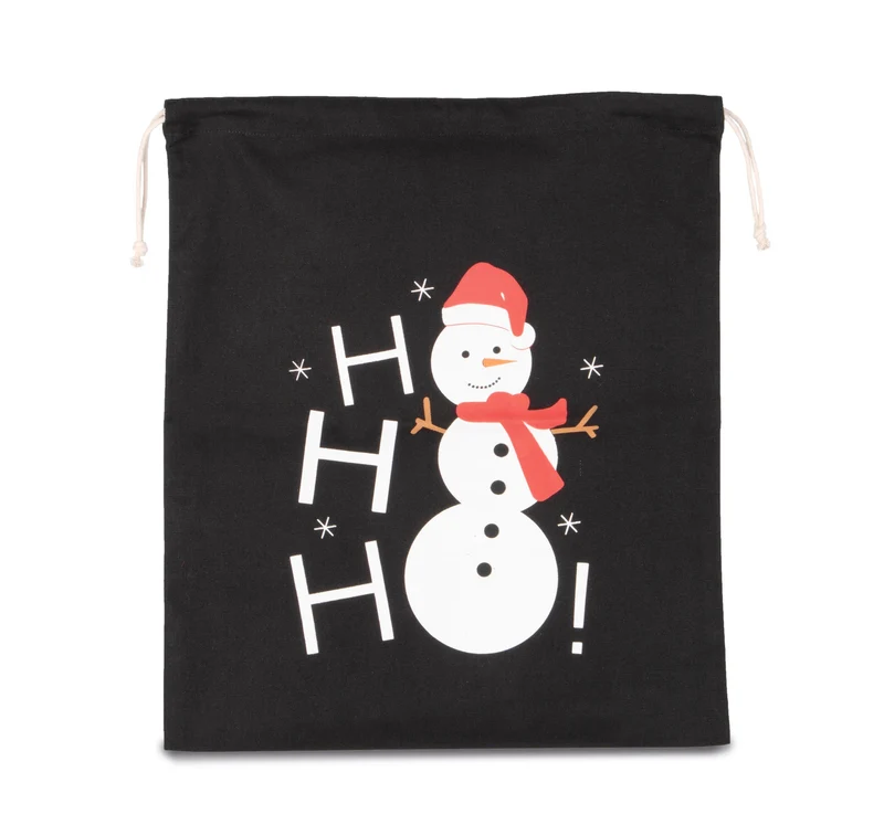 Saco de algodão com cordão, motivo boneco de neve