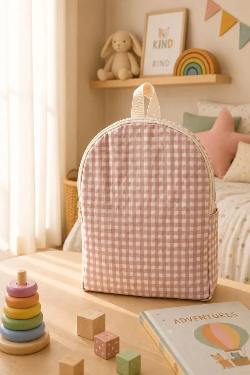 Mochila infantil vichy rosa