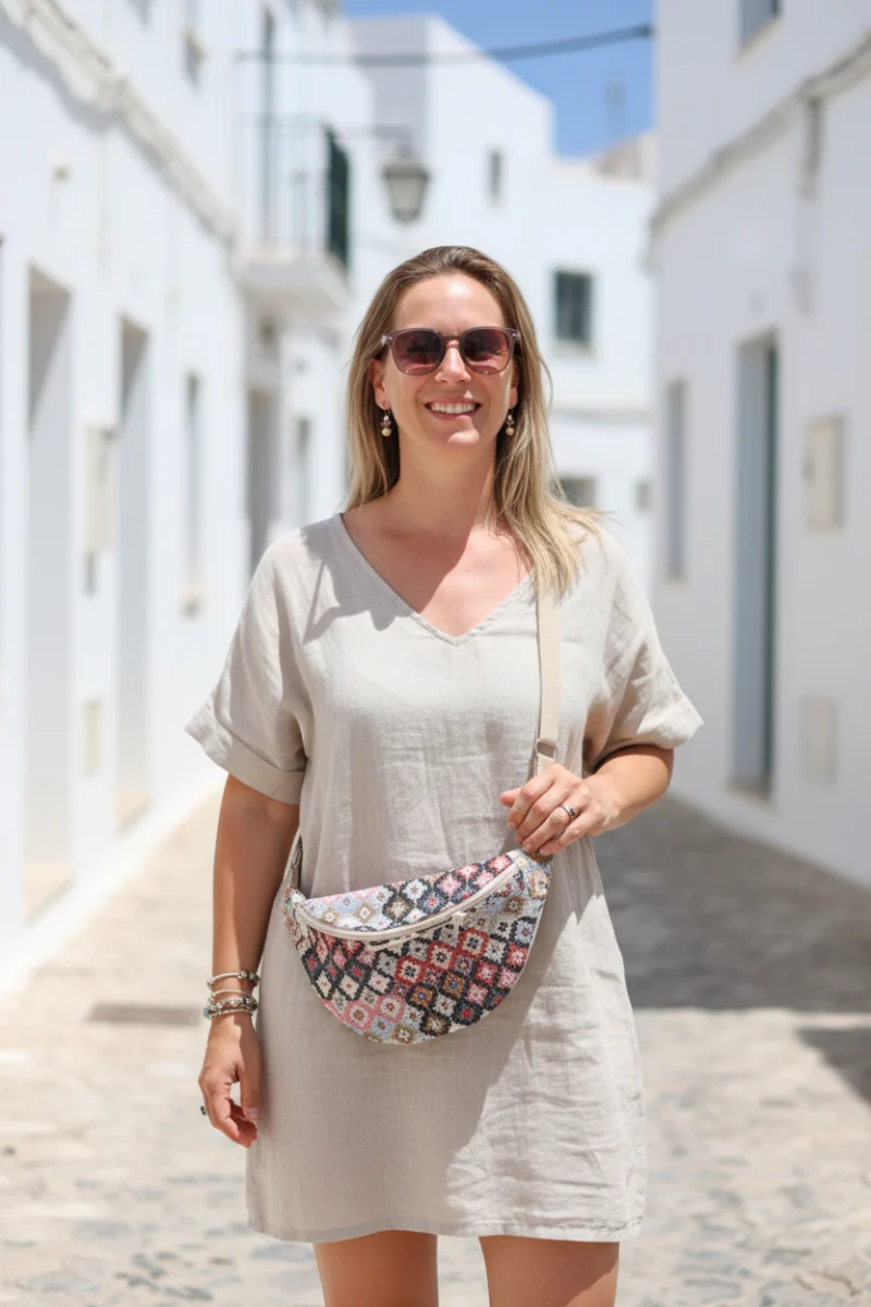 Riñonera bandolera pequeña Atrapasueños cinta beige