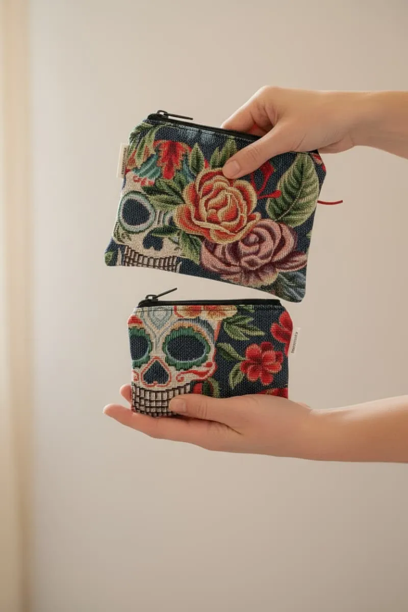 Monederos tela mujer Calavera