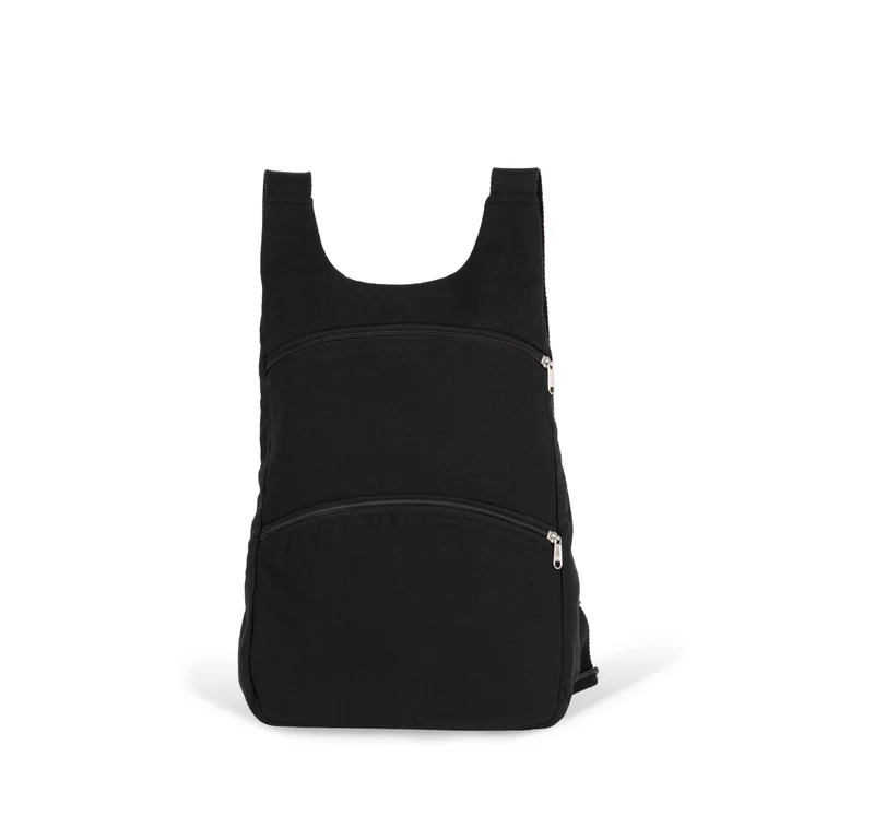 Mochila reciclada com bolso traseiro anti-roubo
