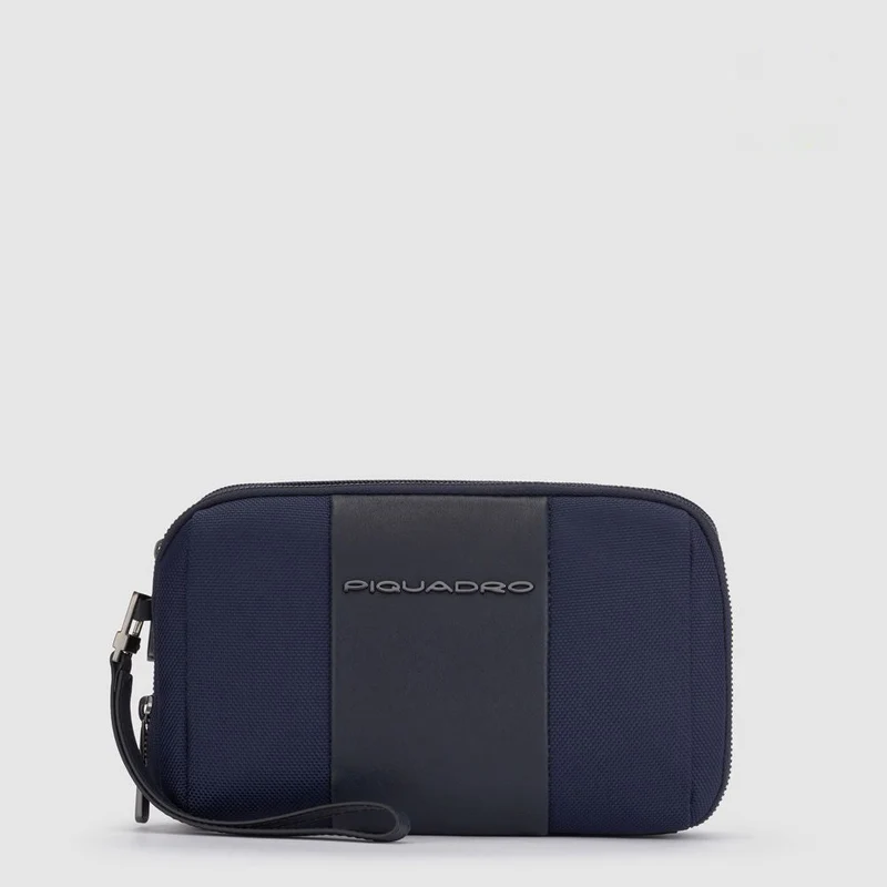 Pochette uomo a due scomparti in tessuto riciclato