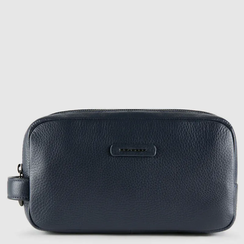Beauty case uomo in pelle a due scomparti