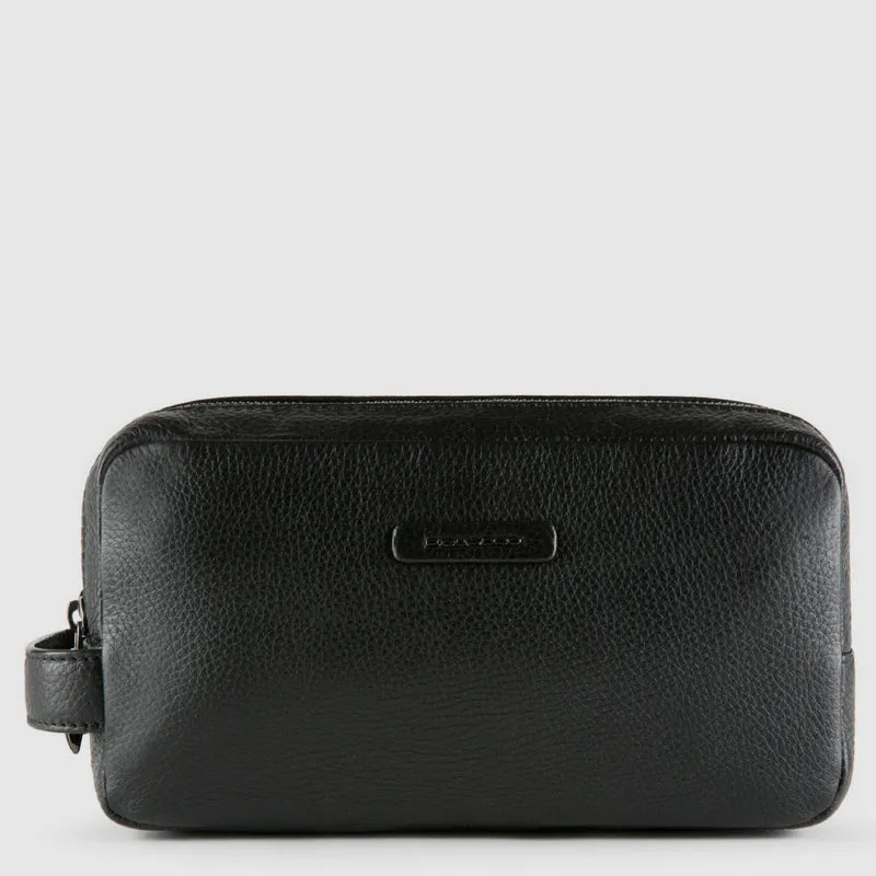 Beauty case uomo in pelle a due scomparti