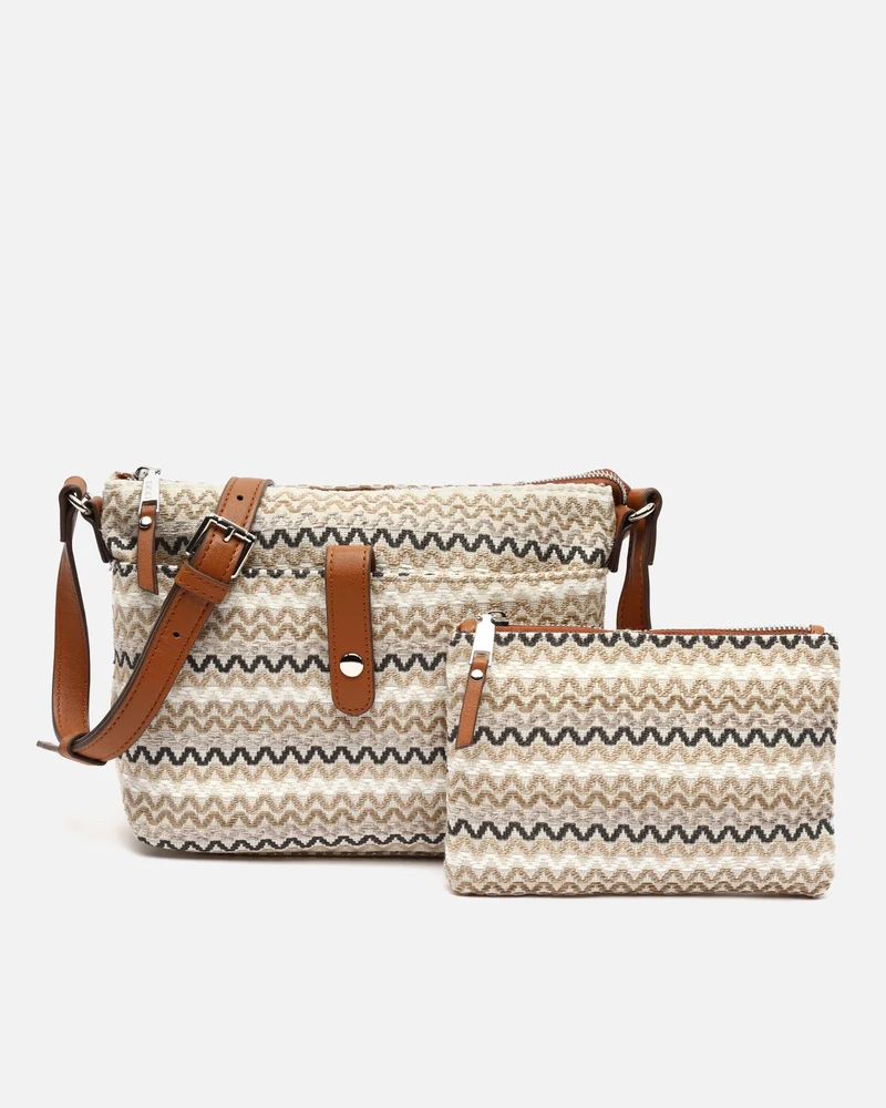 Tarvos bolso bandolera pequeño con estampado jacquard y neceser pequeño
