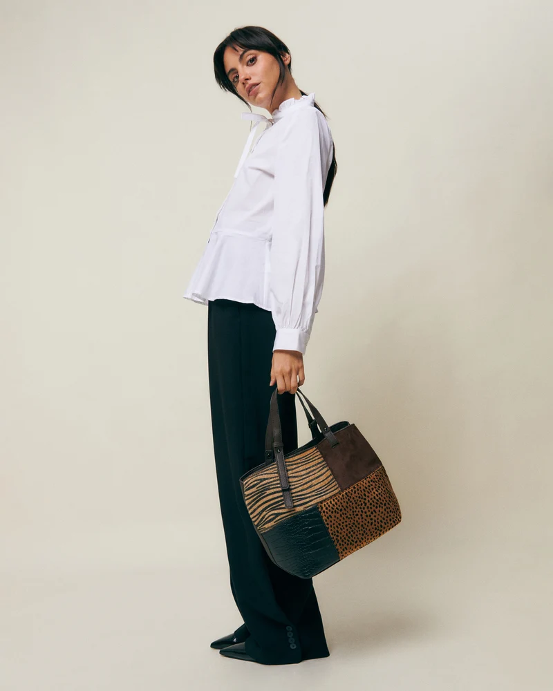 Ziver bolso de hombro grande con estampado patchwork animal print