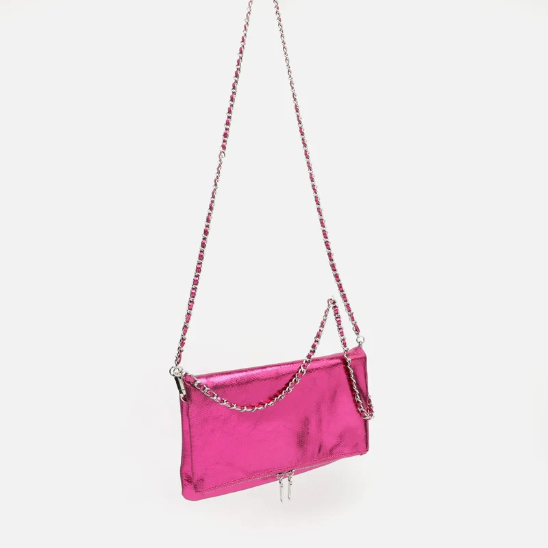 Nagiva bolso bandolera de fiesta con doble correa y acabado metalizado ED.