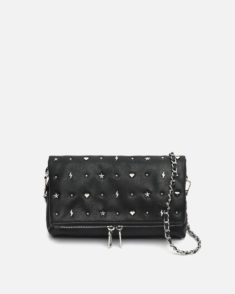 Maco bolso bandolera con solapa y detalles metálicos