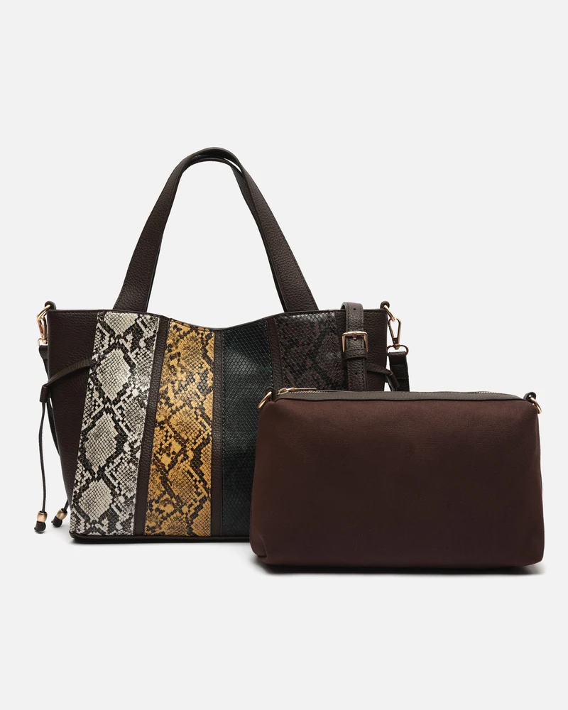 Toksito-1 bolso de hombro con neceser extraíble y estampado animal print