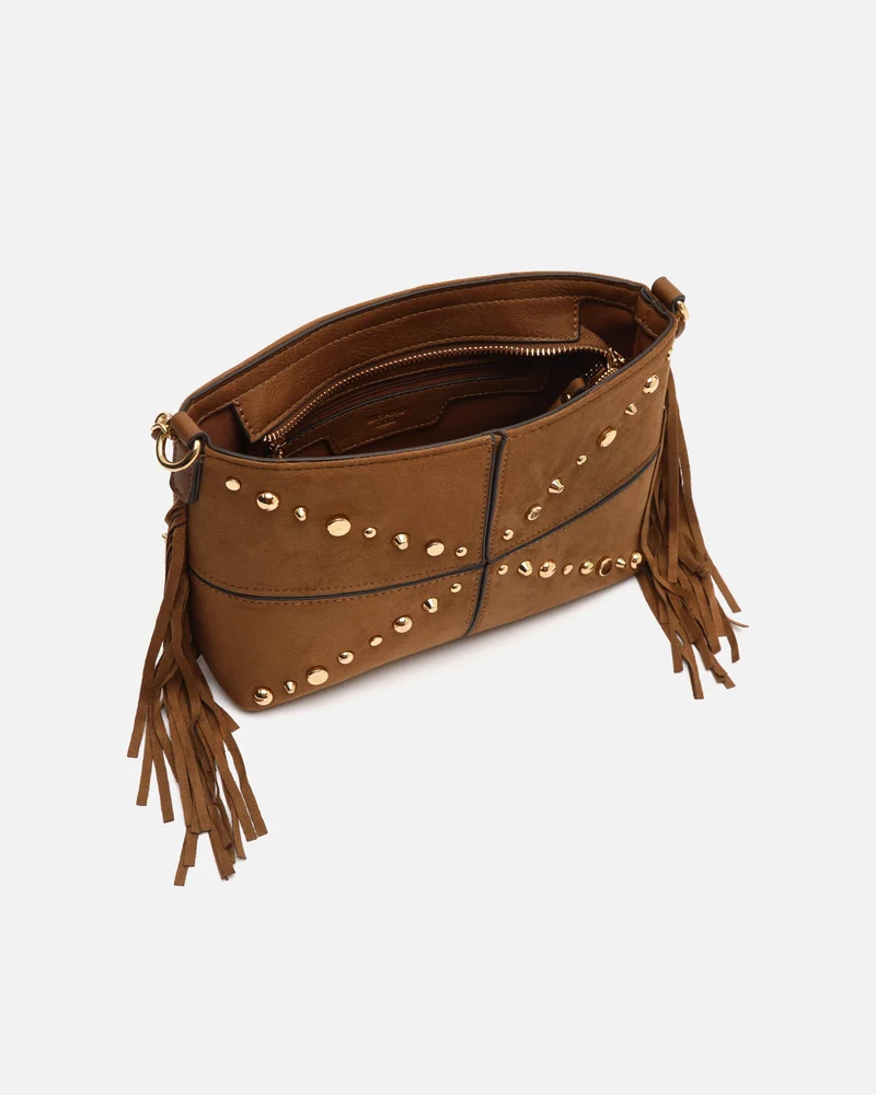Anabelas-1 bolso bandolera efecto ante con detalles metálicos y flecos