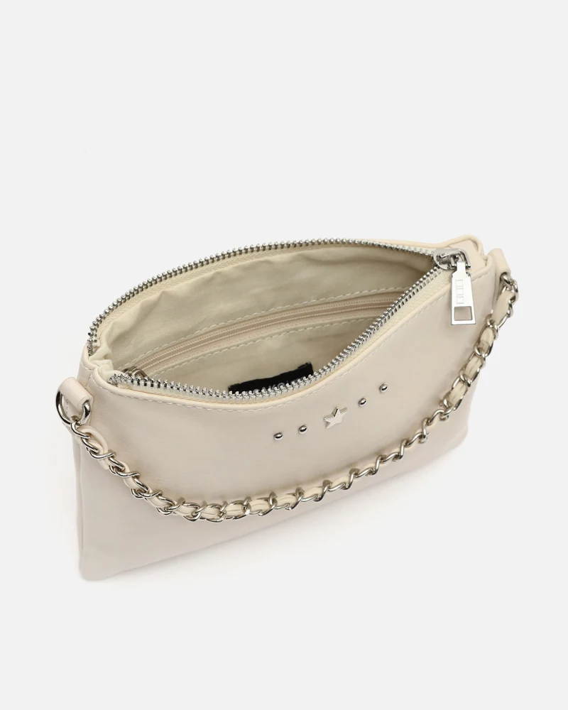 Nescofi-1 bolso bandolera de fiesta pequeño con doble cadena extraíble y detalles metálicos