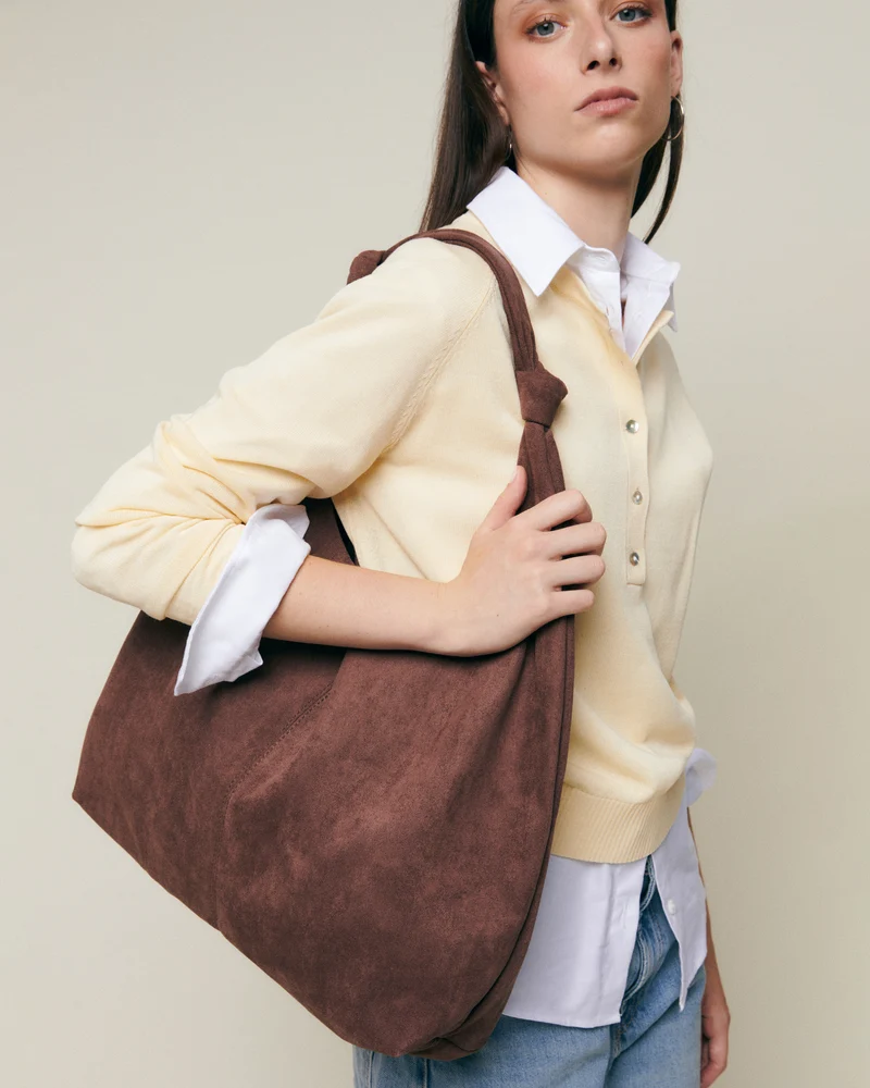 Pologi-1 bolso hobo grande efecto ante con neceser extraíble