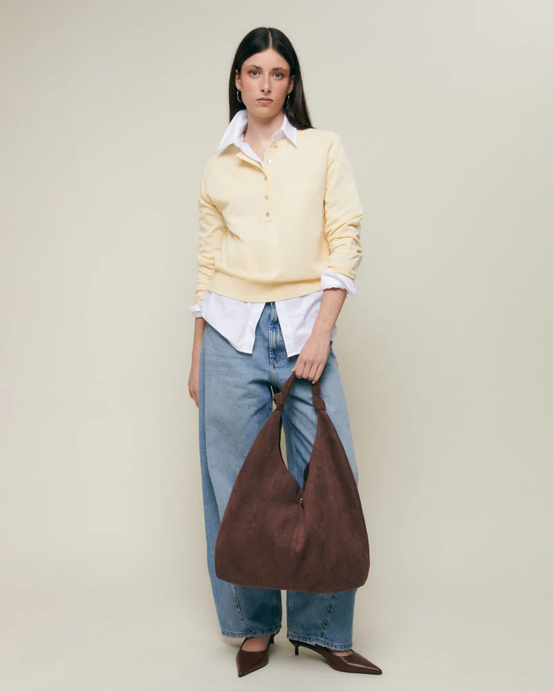 Pologi-1 bolso hobo grande efecto ante con neceser extraíble