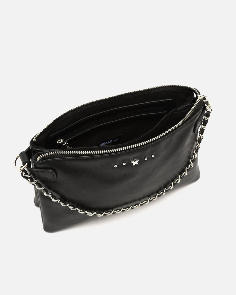 Nesco bolso bandolera pequeño con doble cadena extraíble y detalles metálicos ED.