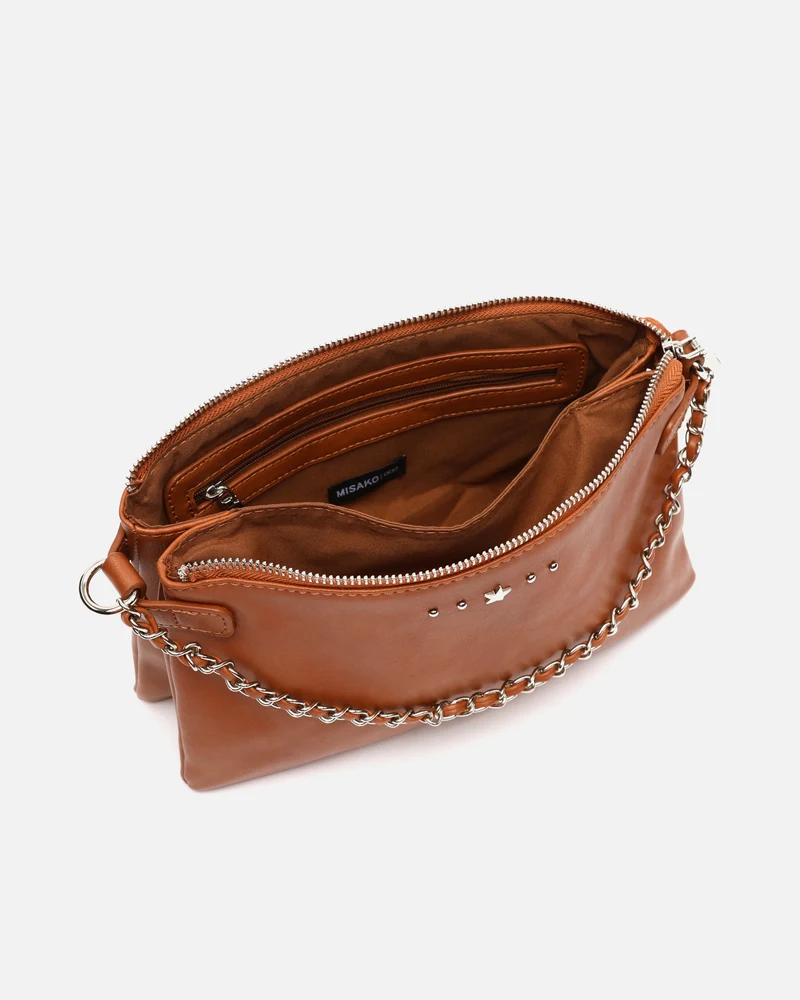 Nesco bolso bandolera pequeño con doble cadena extraíble y detalles metálicos ED.