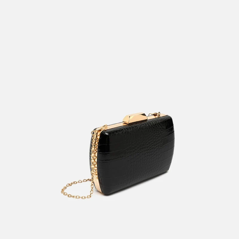 Ilse bolso de mano de fiesta con correa animal print metalizado ED.