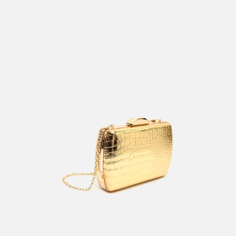 Ilse bolso de mano de fiesta con correa animal print metalizado ED.