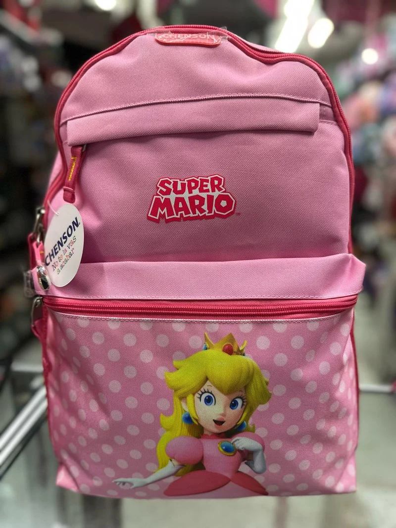 Mochila primaria peach puntos rosa Chenson