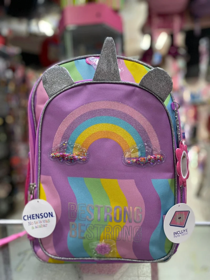Mochila primaria unicornio arcoiris Chenson