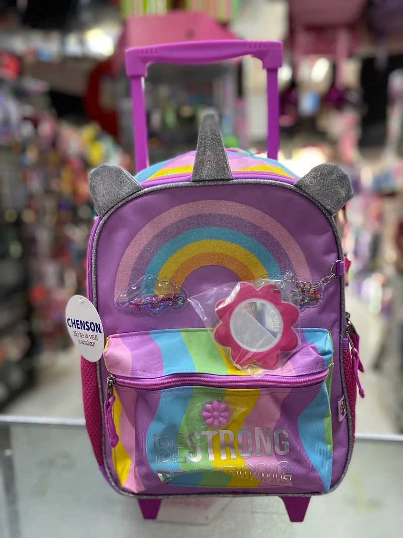 Mochila carro kinder unicornio arcoiris Chenson