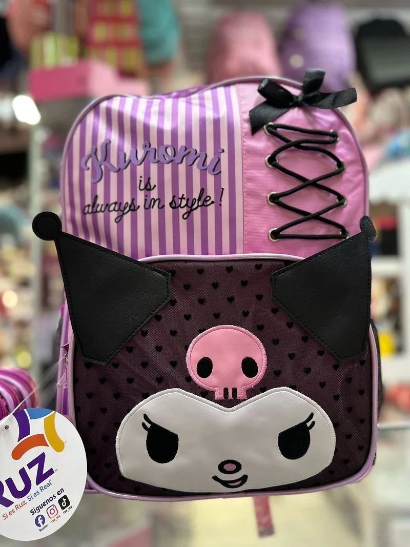 Mochila primaria Kuromi agujetas Ruz