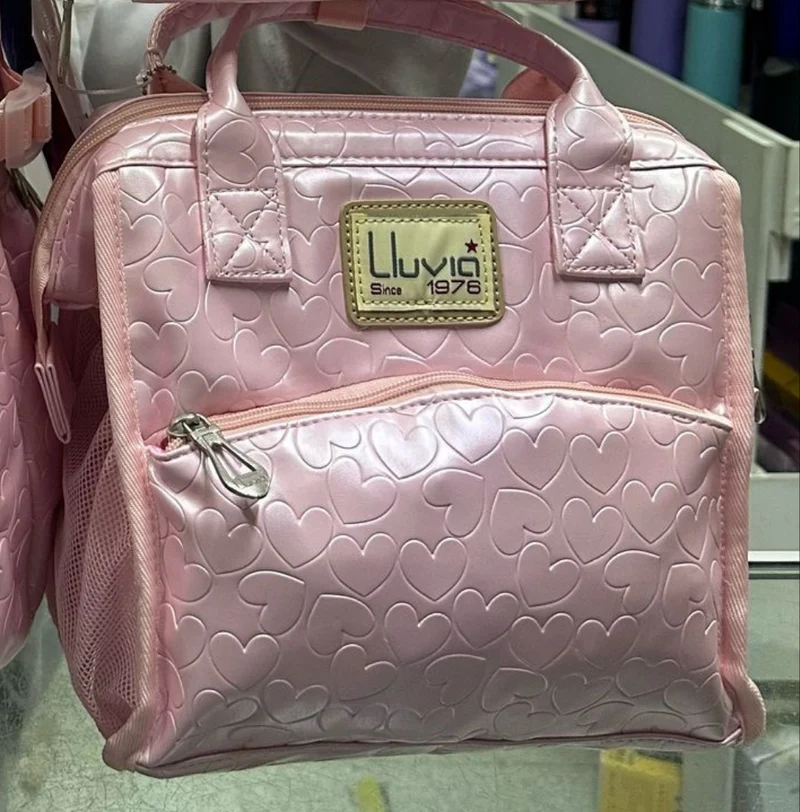 Lonchera corazones textura rosa lluvia