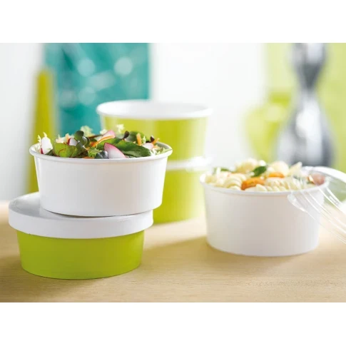 Ensaladera Blanca Cartón 750 ml + Tapa rPET Antivaho (200 unid/caja) (exclusivo online)