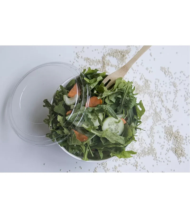 Ensaladera Blanca Cartón 750 ml + Tapa rPET Antivaho (200 unid/caja) (exclusivo online)