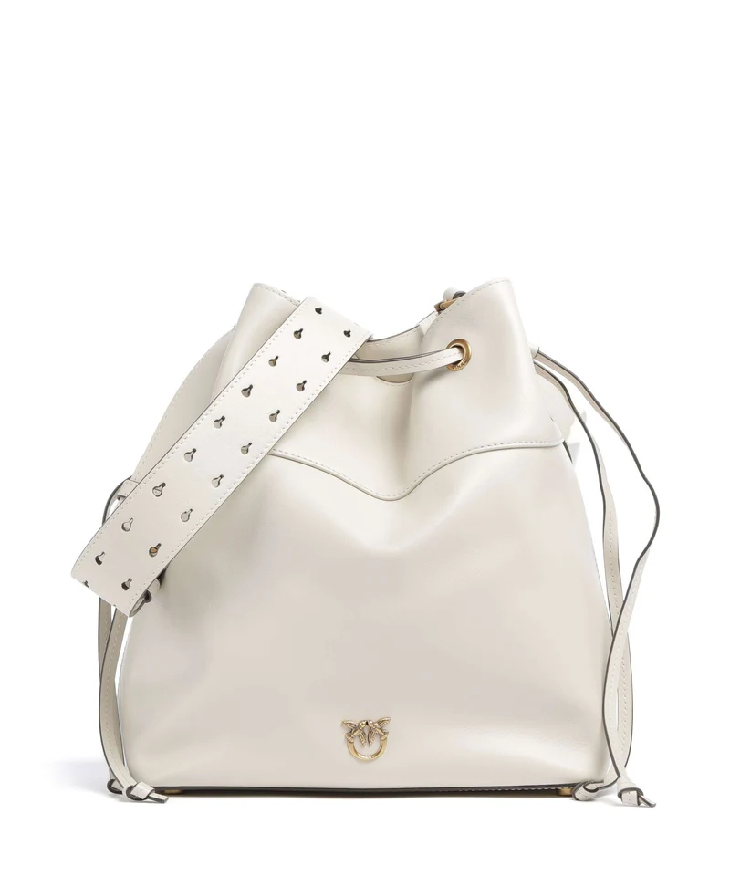 Pinko Secchiello Classic Bucket bolso de mano bianco seta/antique gold