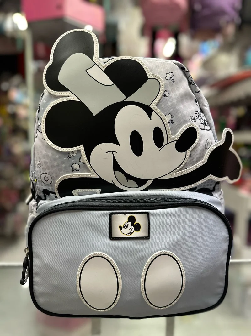 Mochila primaria Mickey retro gris lluvia