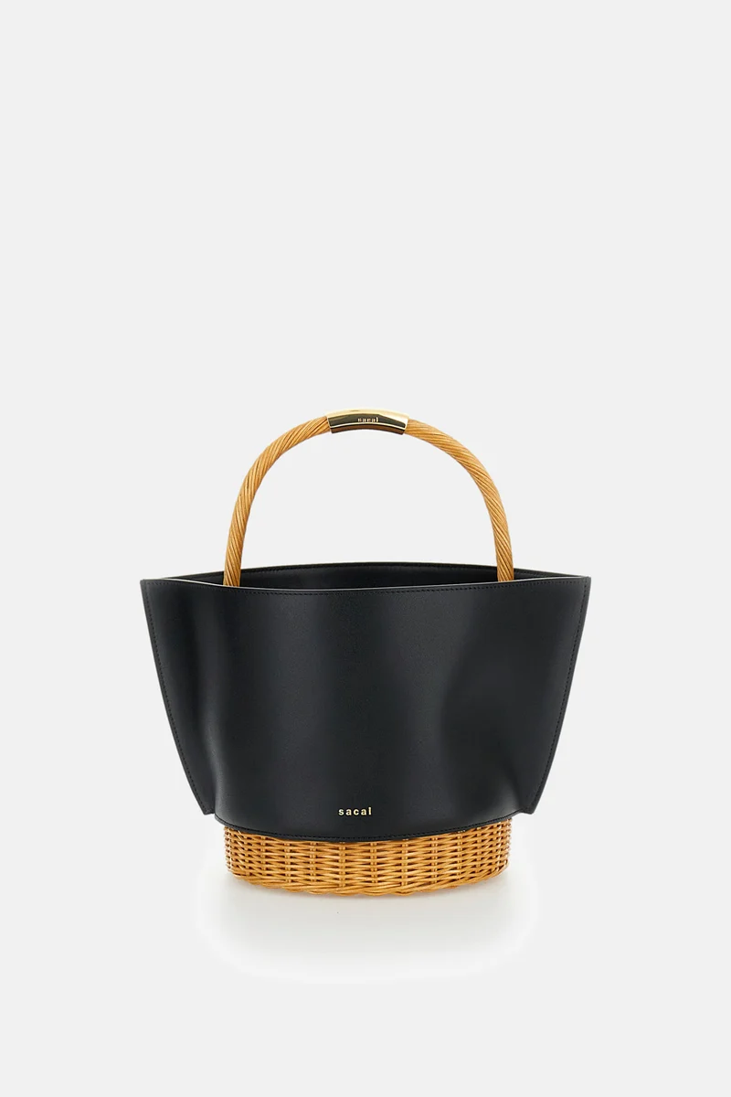 CESTINO IN RAFFIA E PELLE