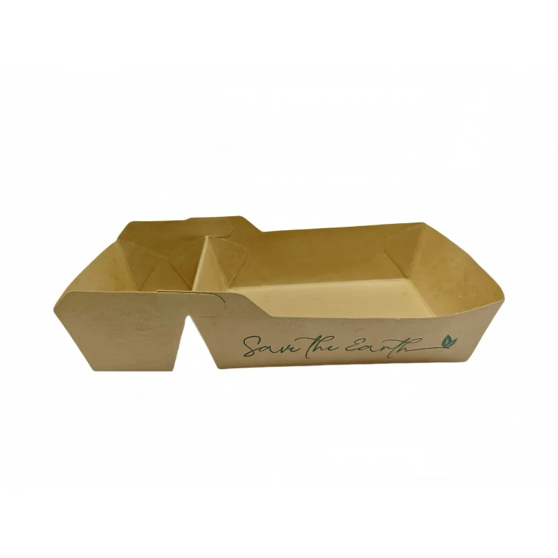 Barquetas Kraft Antigrasa/Fritos 2 compart. (18x10x3,5cm) (500 unid/caja)-(exclusivo online)