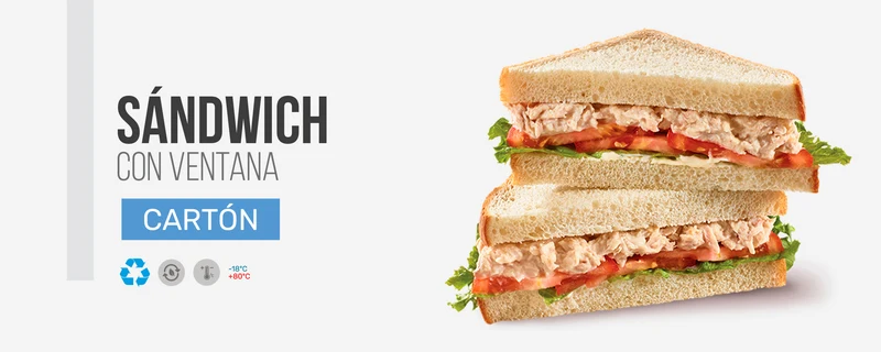 Caja Sándwich Triple con Ventana 123 x 123 x 82 mm (400 unid/caja)-(exclusivo online)