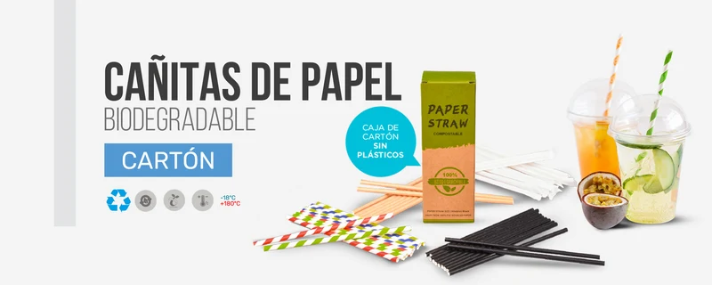Pajitas Papel Kraft Variado Enfundadas 8mm x 23cm (Gruesas) (5000 unid/caja)(exclusivo online)