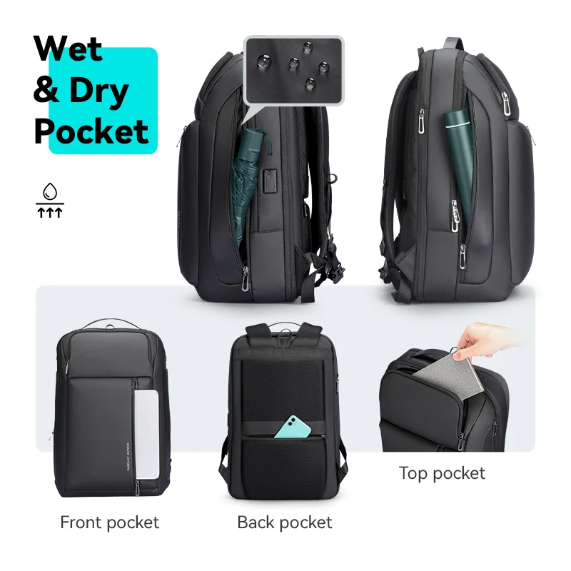 HERO: Mochila expandible para portátil de 15.6" para viajes de negocios.