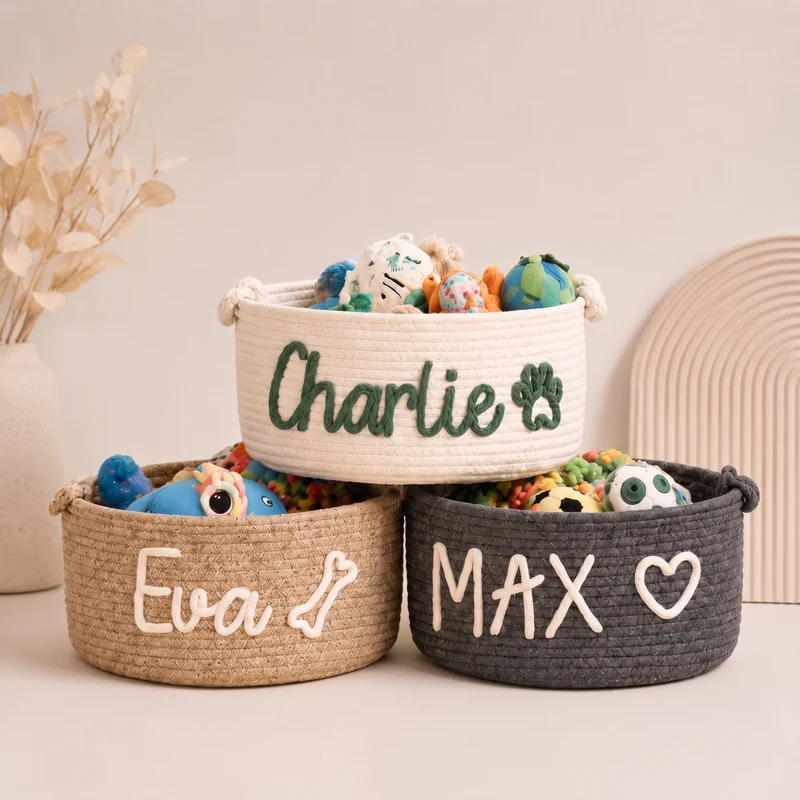 MamaRaya Personalized Dog Toy Basket