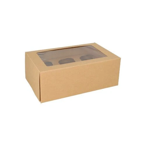 Cajas cupcakes 27 x 17,5 x 10 cm con ventana de PLA (para 6 cupcakes) (25 unid/pack)