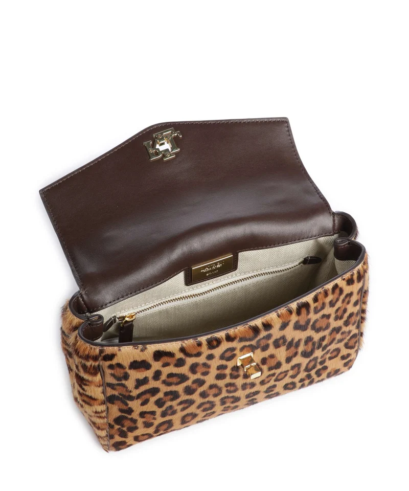 Lauren Ralph Lauren Farrah Small Bolso de mano modern leopard/chestnut brown