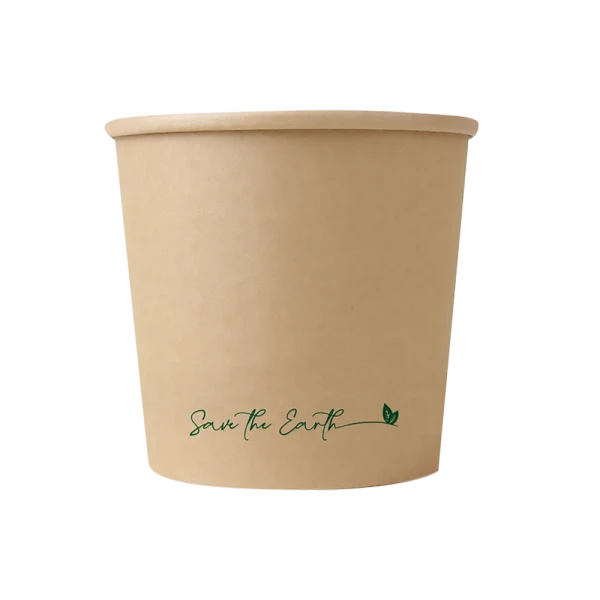Sopera Cartón + Tapa Kraft 750ml (Combo)- 26oz (300 unid/caja) (exclusivo online)
